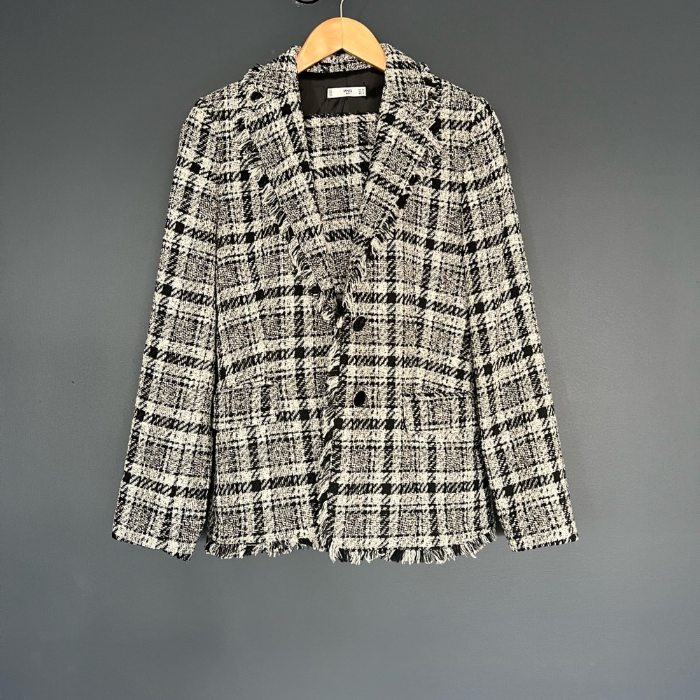 MANGO Blazer/skirt set , black/ white tweed , size 4